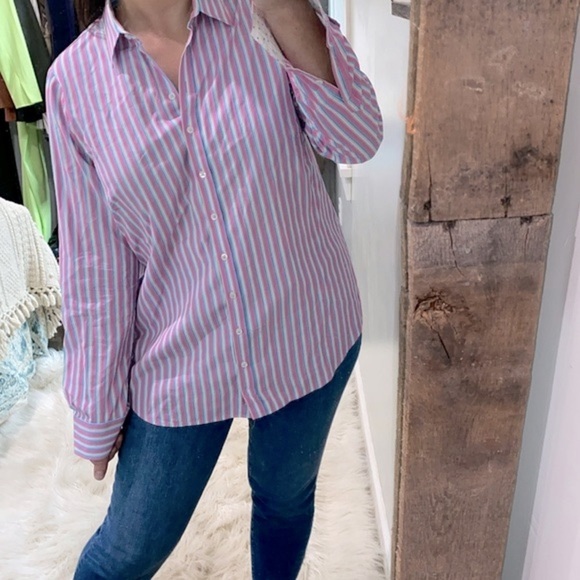 Hawes & Curtis semi fitted striped button down shirt UK size 16 - Picture 1 of 6